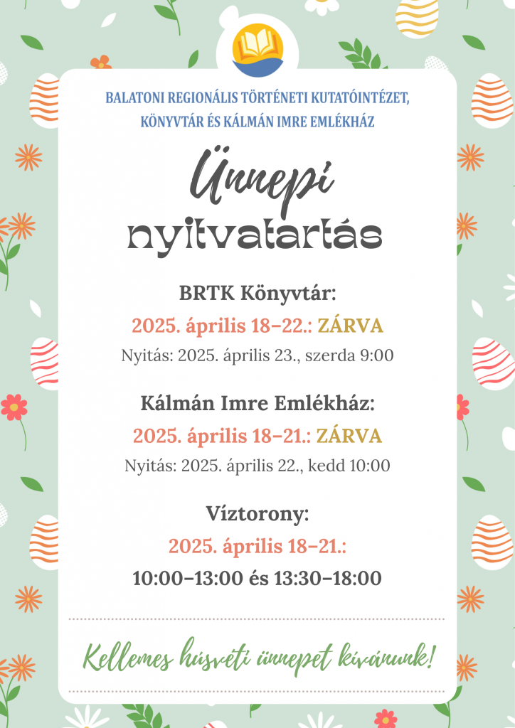 Nyitvatartas 2025.04.18 21. Husvet
